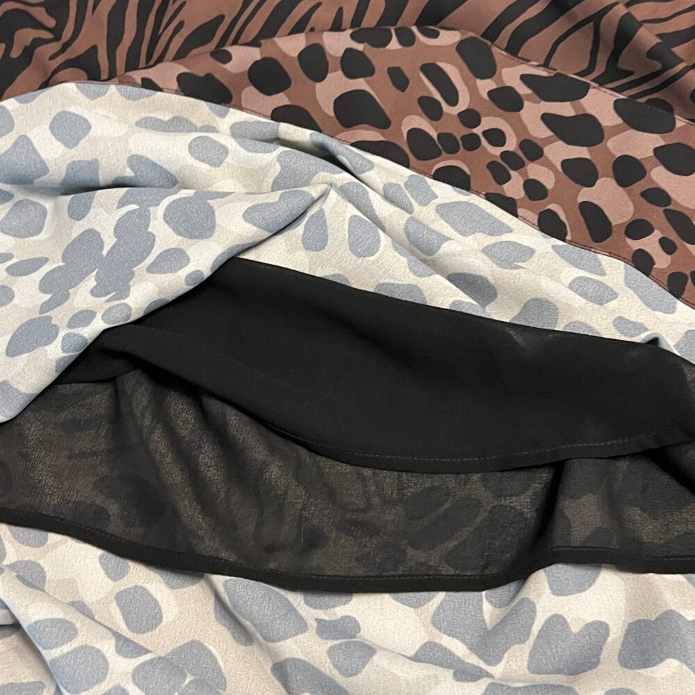 Black Label by Chico's Animal Print Tie Neck Midi Dress M Zrbra Cheetah Mixed - Picture 13 of 13